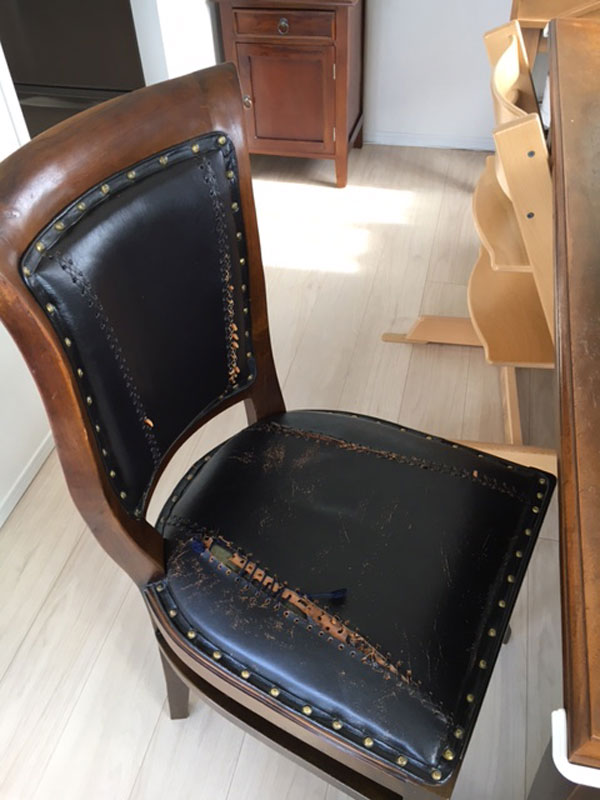 椅子修理 加工 張替え 座面 革 レザー リペア