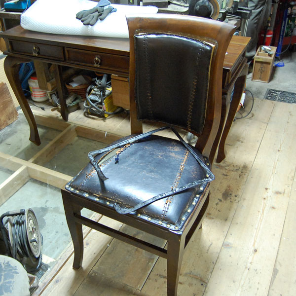 椅子修理 加工 張替え 座面 革 レザー リペア